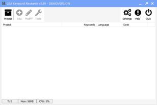 GSA Keyword Research main screen