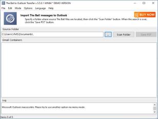 The Bat! to Outlook Transfer main screen