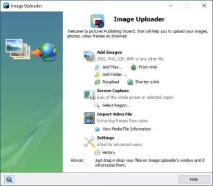 Image Uploader main screen