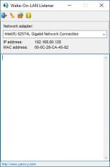 Wake-On-LAN Listener main screen