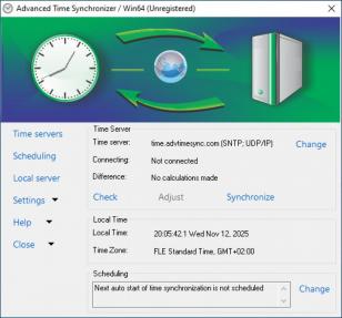 Advanced Time Synchronizer main screen