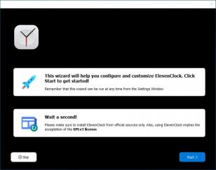 ElevenClock main screen
