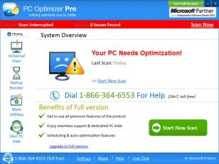 PC Optimizer Pro main screen