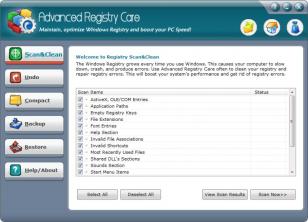 Advanced Registry Care main screen