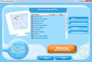 Error Scan and Fix main screen