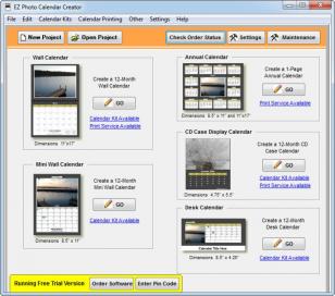 EZ Photo Calendar Creator main screen