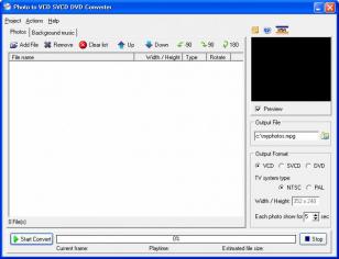 Photo to VCD SVCD DVD Converter main screen