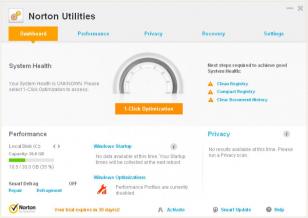 Norton Utilities main screen