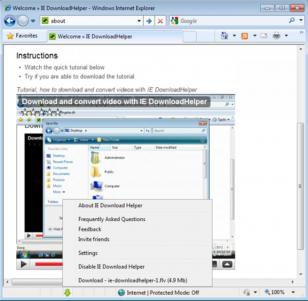 IE Download Helper main screen