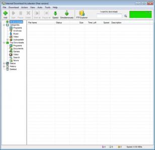 Internet Download Accelerator main screen
