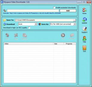 Myspace Video Downloader main screen