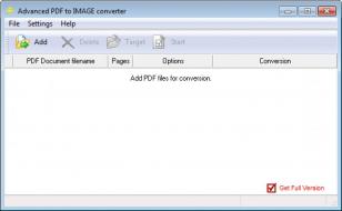 Advanced PDF to IMAGE converter main screen