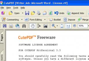 CutePDF Writer main screen