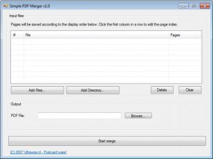 Simple PDF Merger main screen