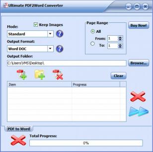 Ultimate PDF2Word Converter main screen
