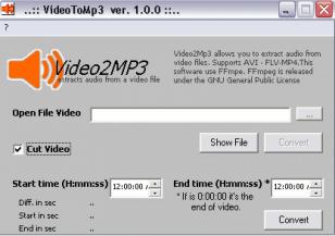 VideoToMp3 main screen