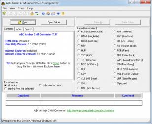 ABC Amber CHM Converter main screen