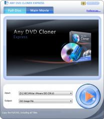 Any DVD Cloner Express main screen