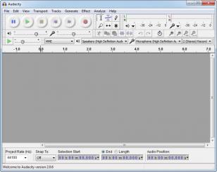 Audacity main screen