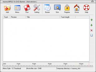 Aurora MPEG To DVD Burner main screen
