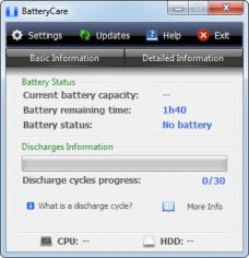 BatteryCare main screen