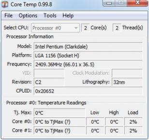 Core Temp main screen