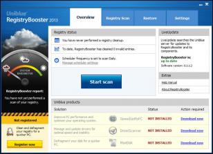 Uniblue RegistryBooster main screen