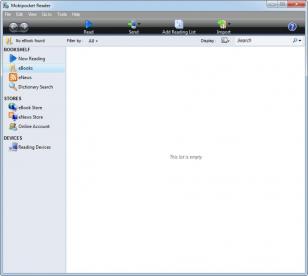 Mobipocket Reader main screen