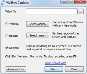 VidShot Capturer main screen