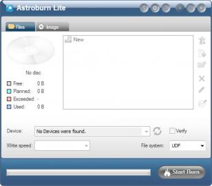 Astroburn Lite main screen