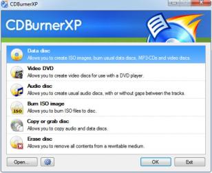 CDBurnerXP main screen