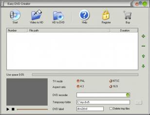 Easy DVD Creator main screen