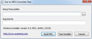 Exe to Msi Converter free main screen
