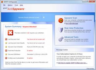 GIANT AntiSpyware main screen