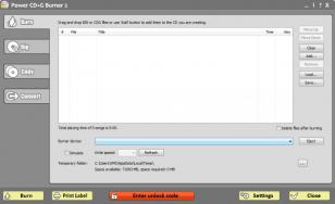 Power CD+G Burner main screen
