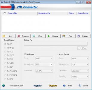 RM Converter main screen
