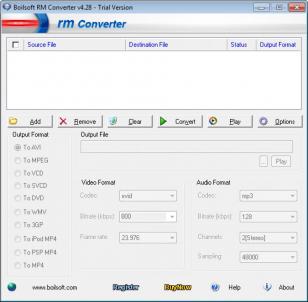 RM Converter main screen