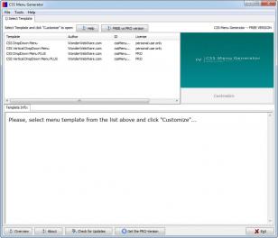 WonderWebWare CSS Menu Generator main screen