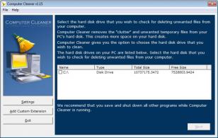 Computer Cleaner main screen