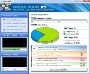Fresh RAM main screen
