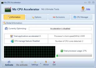 Mz CPU Accelerator main screen