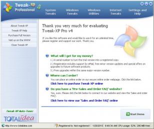 Tweak-XP Pro main screen