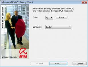 Avira NTFS4DOS main screen