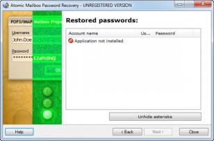 Atomic Mailbox Password Recovery main screen