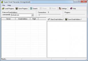Super Email Harvester main screen