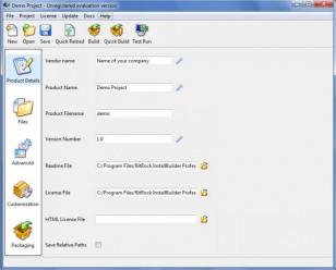 BitRock InstallBuilder Professional main screen