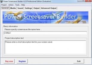 Power Screensaver Builder Professional Edition main screen