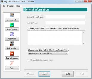 Top Screen Saver Maker main screen