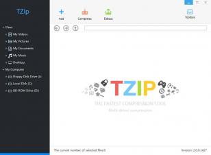 Tzip main screen