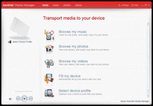 SanDisk Media Manager main screen